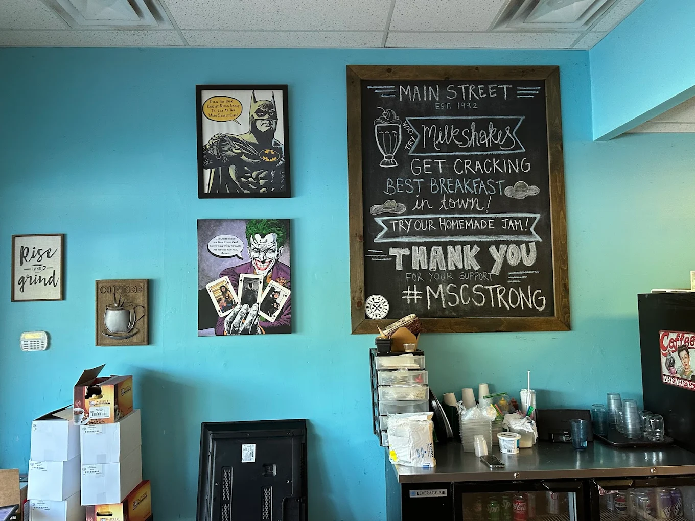 Art display inside Main Street Cafe